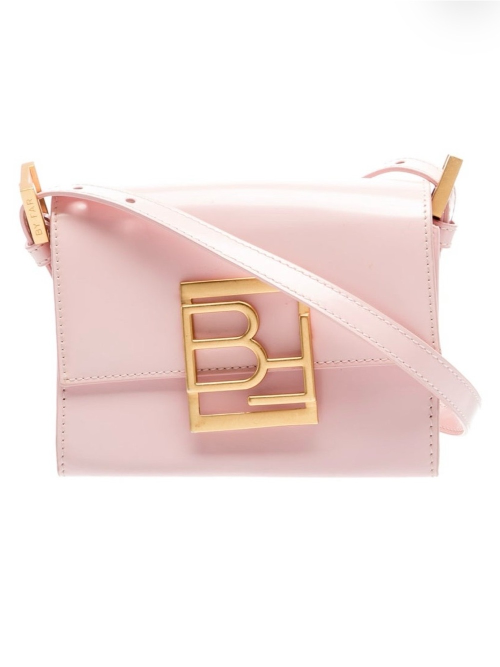 BY FAR Pale Pink Leather Crossbody Bag with Gold Logo